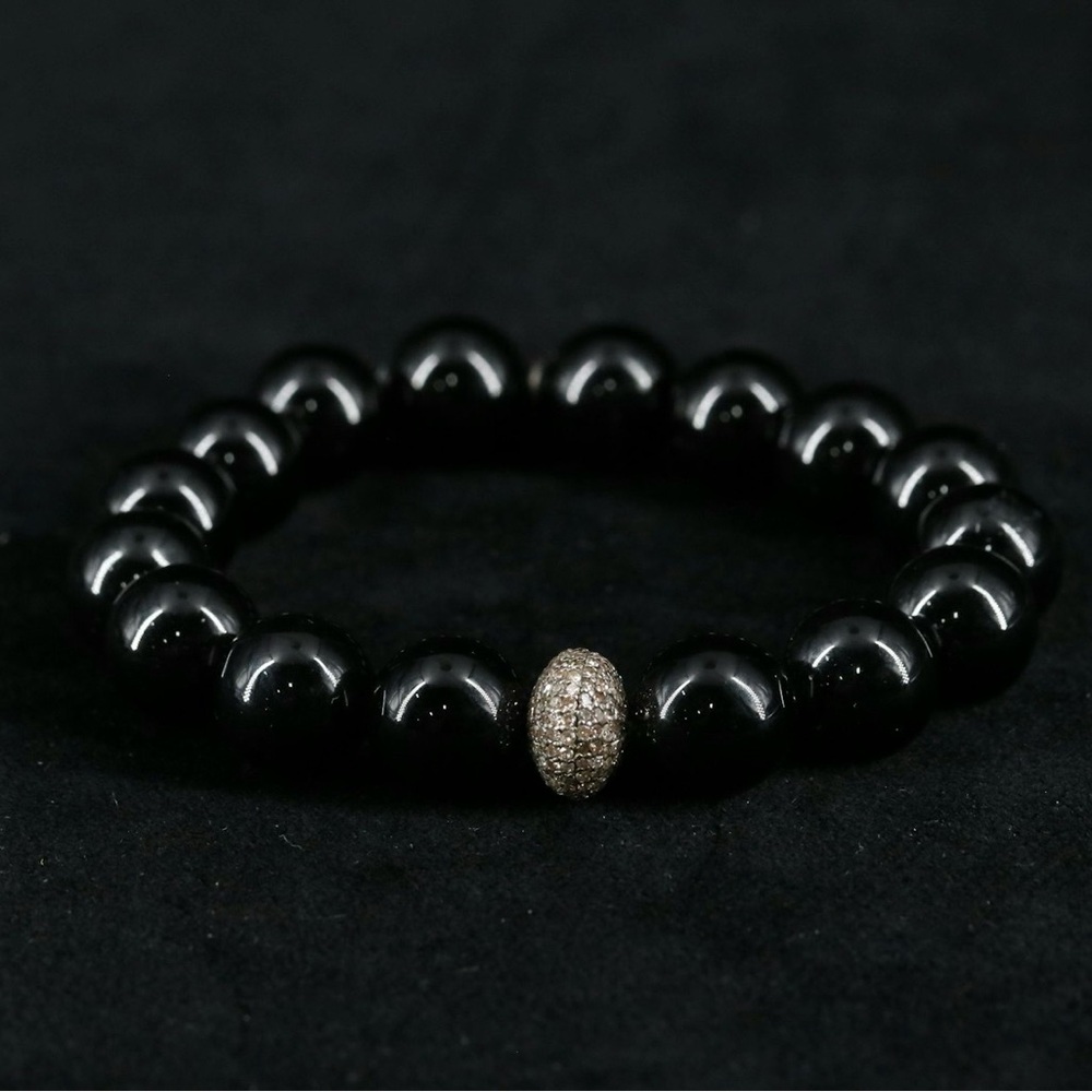 Sheryl Lowe Black Onyx Bracelet with Sterling Diamond Accent